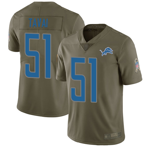 Personalized Lions #51 Jahlani Tavai Olive Men’s Stitched Football Limited 2017 Salute To Service Jersey