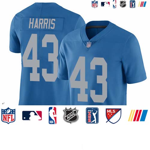 Personalized Lions #43 Will Harris Blue Throwback Men’s Stitched Football Untouchable Limited Jersey