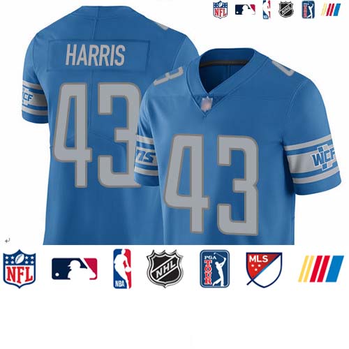 Personalized Lions #43 Will Harris Blue Team Color Men’s Stitched Football Untouchable Limited Jersey