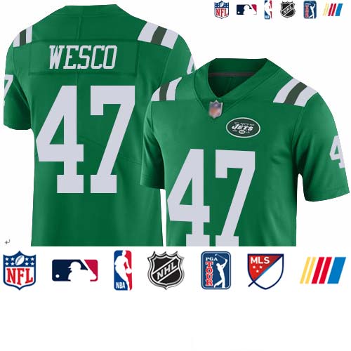 Personalized Jets #47 Trevon Wesco Green Men’s Stitched Football Limited Rush Jersey