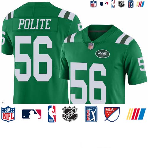 Personalized Jets #56 Jachai Polite Green Men’s Stitched Football Limited Rush Jersey