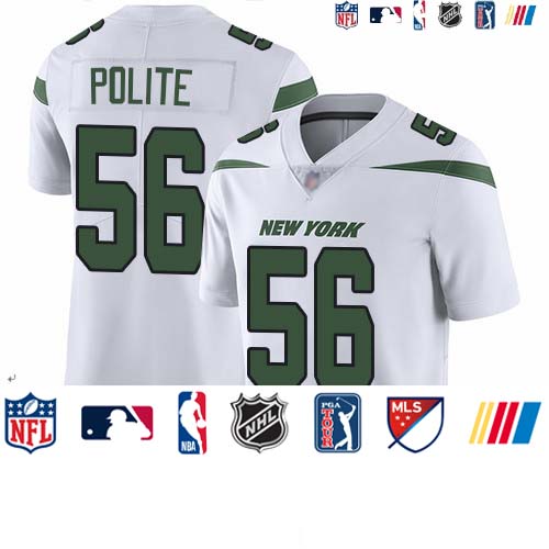 Personalized Jets #56 Jachai Polite White Men’s Stitched Football Untouchable Limited Jersey