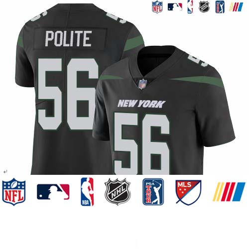 Personalized Jets #56 Jachai Polite Black Alternate Men’s Stitched Football Untouchable Limited Jersey