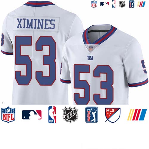 Personalized Giants #53 Oshane Ximines White Men’s Stitched Football Limited Rush Jersey