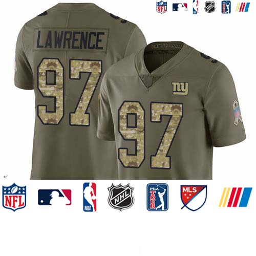 Personalized Giants #97 Dexter Lawrence Olive Camo Men’s Stitched Football Limited 2017 Salute To Service Jersey