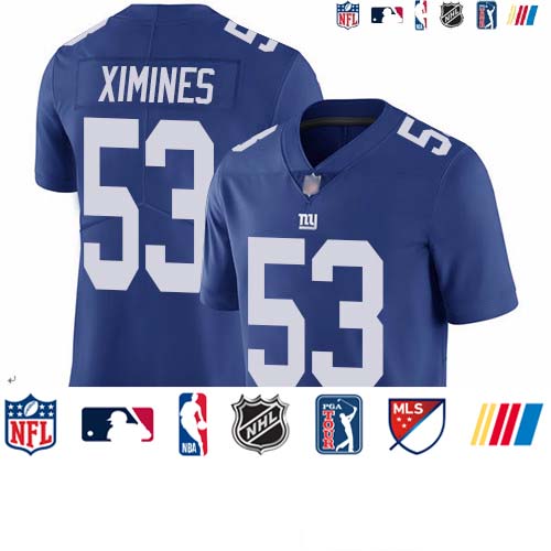 Personalized Giants #53 Oshane Ximines Royal Blue Team Color Men’s Stitched Football Untouchable Limited Jersey