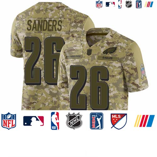 Personalized Eagles #26 Miles Sanders Camo Men’s Stitched Football Limited 2018 Salute To Service Jersey