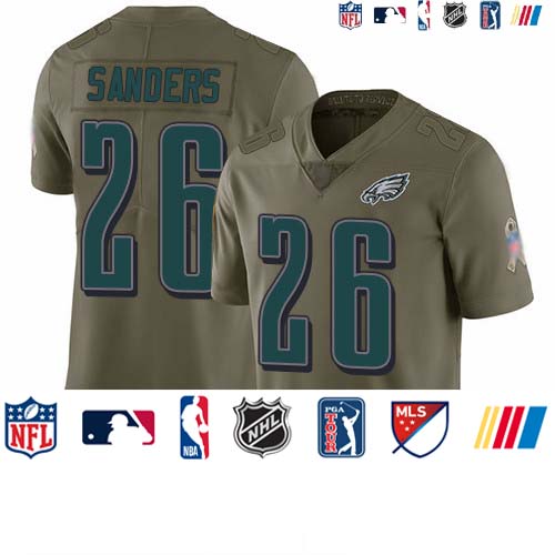 Personalized Eagles #26 Miles Sanders Olive Men’s Stitched Football Limited 2017 Salute To Service Jersey