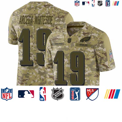 Personalized Eagles #19 JJ Arcega-Whiteside Camo Men’s Stitched Football Limited 2018 Salute To Service Jersey