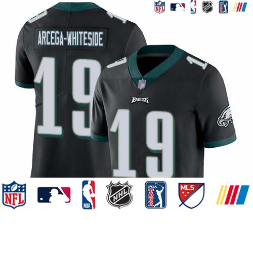 Personalized Eagles #19 JJ Arcega-Whiteside Black Alternate Men’s Stitched Football Untouchable Limited Jersey