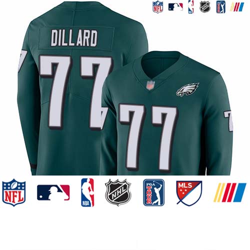 Personalized Eagles #77 Andre Dillard Midnight Green Team Color Men’s Stitched Football Limited Therma Long Sleeve Jersey
