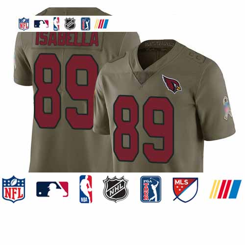 Personalized Cardinals #89 Andy Isabella Olive Men’s Stitched Football Limited 2017 Salute to Service Jersey
