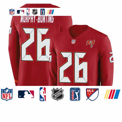 Personalized Buccaneers #26 Sean Murphy-Bunting Red Team Color Men’s Stitched Football Limited Therma Long Sleeve Jersey