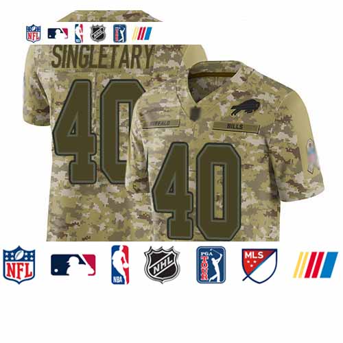 Personalized Bills #40 Devin Singletary Camo Men’s Stitched Football Limited 2018 Salute To Service Jersey