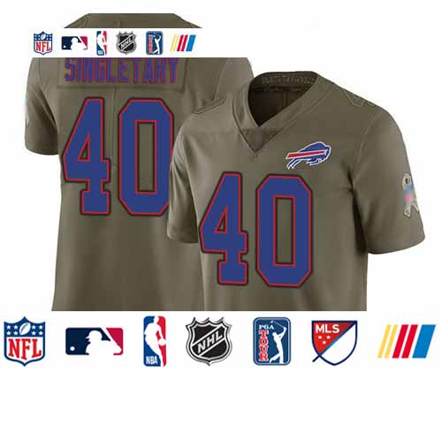 Personalized Bills #40 Devin Singletary Olive Men’s Stitched Football Limited 2017 Salute To Service Jersey