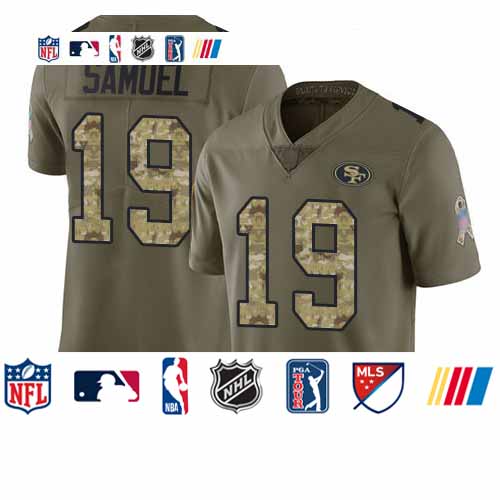 Personalized 49ers #19 Deebo Samuel Olive Camo Men’s Stitched Football Limited 2017 Salute To Service Jersey