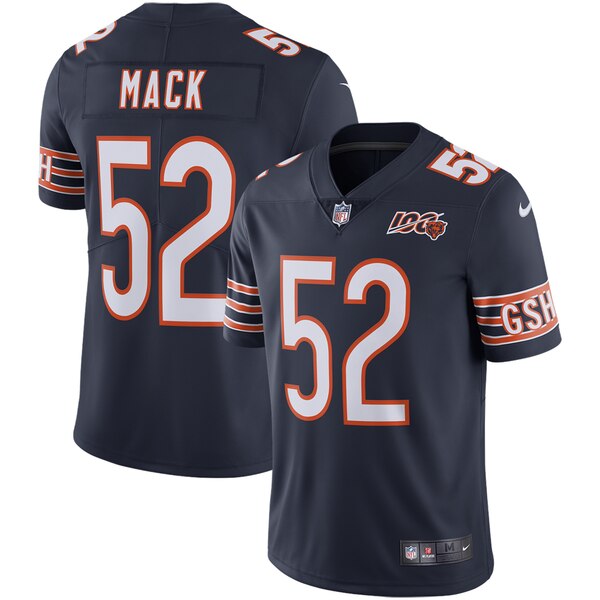 Personalized Bears 52 Khalil Mack Navy NFL 100th Season Untouchable Limited Jersey