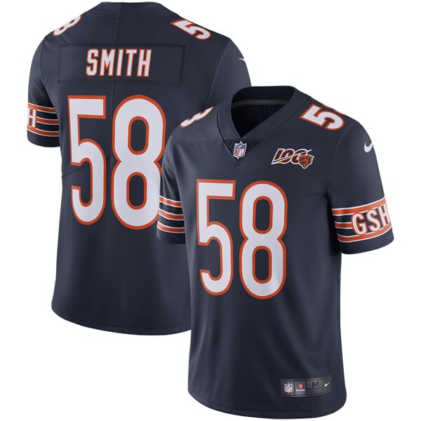 Personalized Bears 58 Roquan Smith Navy NFL 100th Season Untouchable Limited Jersey