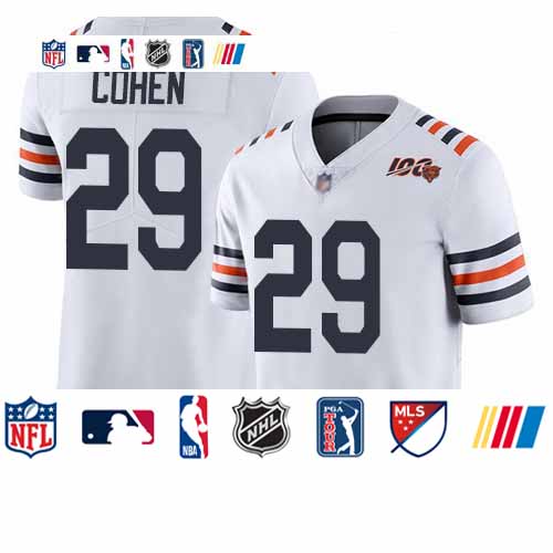 Personalized Bears #29 Tarik Cohen White Alternate Youth Stitched Football Untouchable Limited 100th Season Jersey