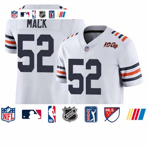 Personalized Bears #52 Khalil Mack White Alternate Youth Stitched Football Untouchable Limited 100th Season Jersey