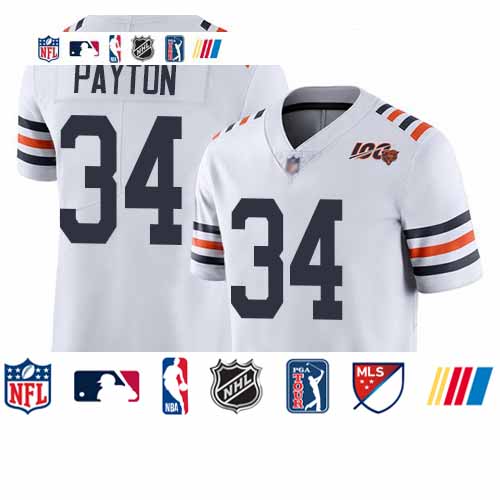 Personalized Bears #34 Walter Payton White Alternate Youth Stitched Football Untouchable Limited 100th Season Jersey