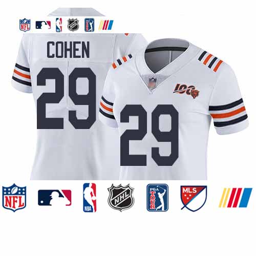 Personalized Bears #29 Tarik Cohen White Alternate Women’s Stitched Football Untouchable Limited 100th Season Jersey