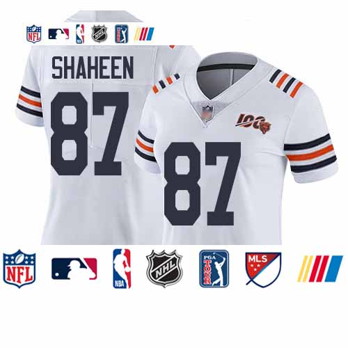 Personalized Bears #87 Adam Shaheen White Alternate Women’s Stitched Football Untouchable Limited 100th Season Jersey
