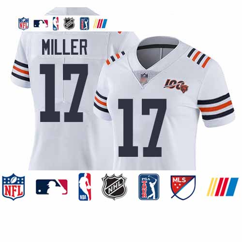 Personalized Bears #17 Anthony Miller White Alternate Women’s Stitched Football Untouchable Limited 100th Season Jersey