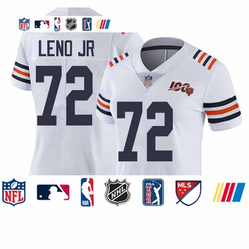 Personalized Bears #72 Charles Leno Jr White Alternate Women’s Stitched Football Untouchable Limited 100th Season Jersey