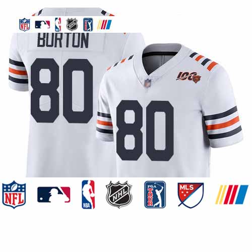 Personalized Bears #80 Trey Burton White Alternate Men’s Stitched Football Untouchable Limited 100th Season Jersey