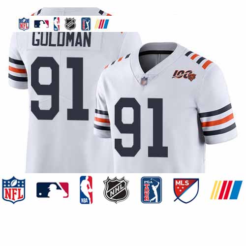 Personalized Bears #91 Eddie Goldman White Alternate Men’s Stitched Football Untouchable Limited 100th Season Jersey