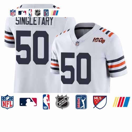 Personalized Bears #50 Mike Singletary White Alternate Men’s Stitched Football Untouchable Limited 100th Season Jersey