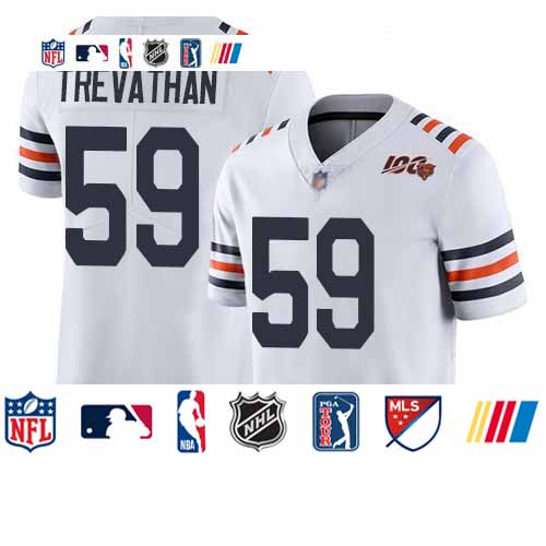 Personalized Bears #59 Danny Trevathan White Alternate Men’s Stitched Football Untouchable Limited 100th Season Jersey