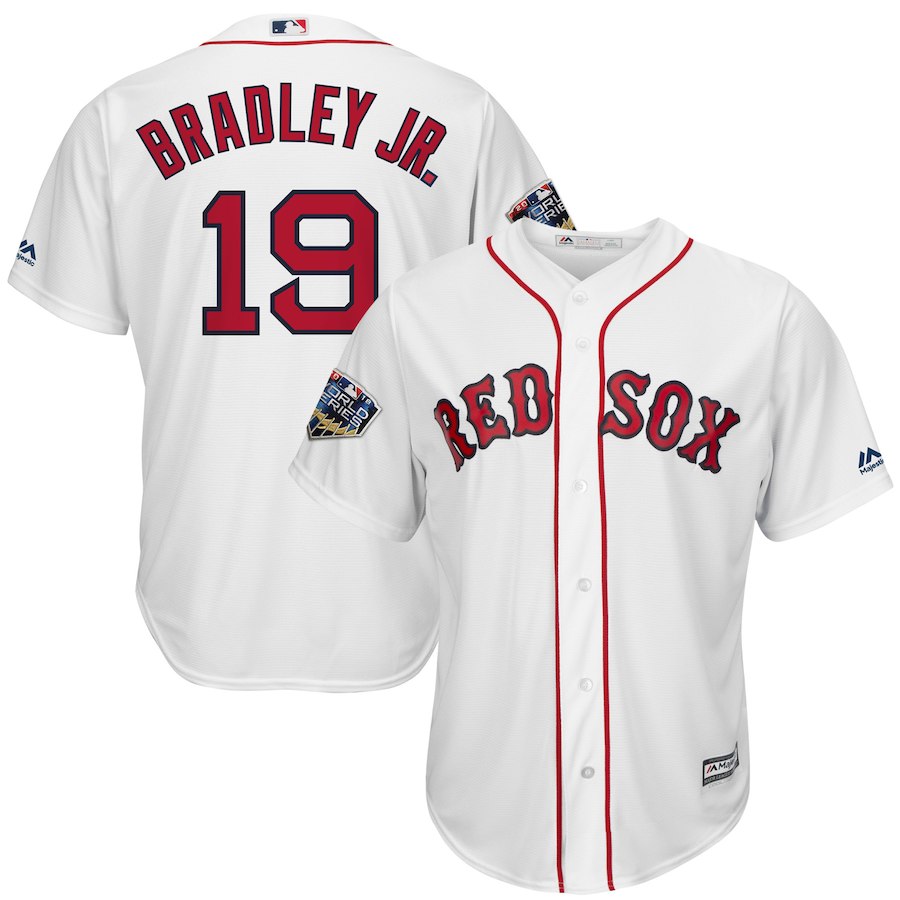 Personalized Red Sox 19 Jackie Bradley Jr. White 2018 World Series Cool Base Player Jersey