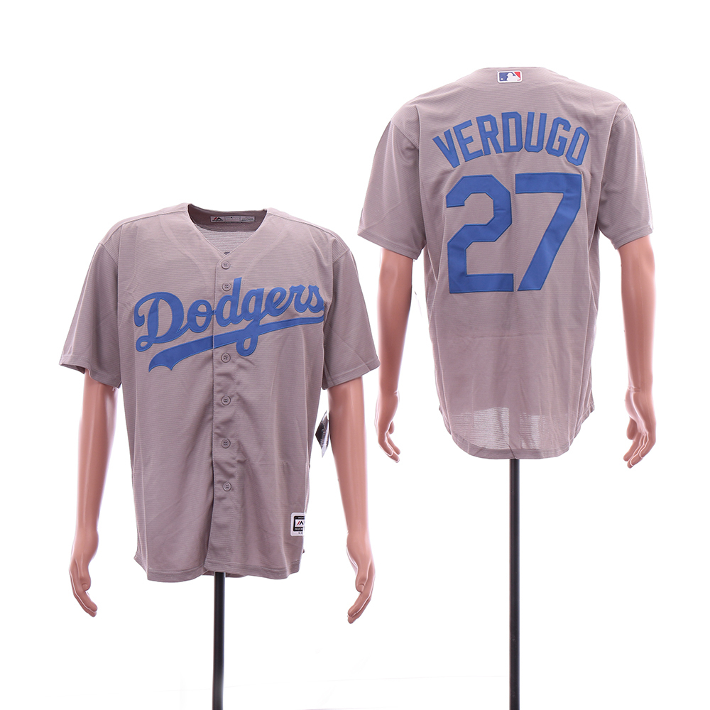 Personalized Dodgers 27 Alex Verdugo Gray Cool Base Jersey