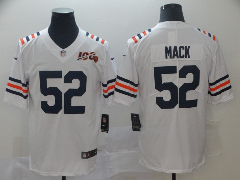 Personalized Bears 52 Khalil Mack White 2019 100th Season Alternate Classic Untouchable Limited Jersey