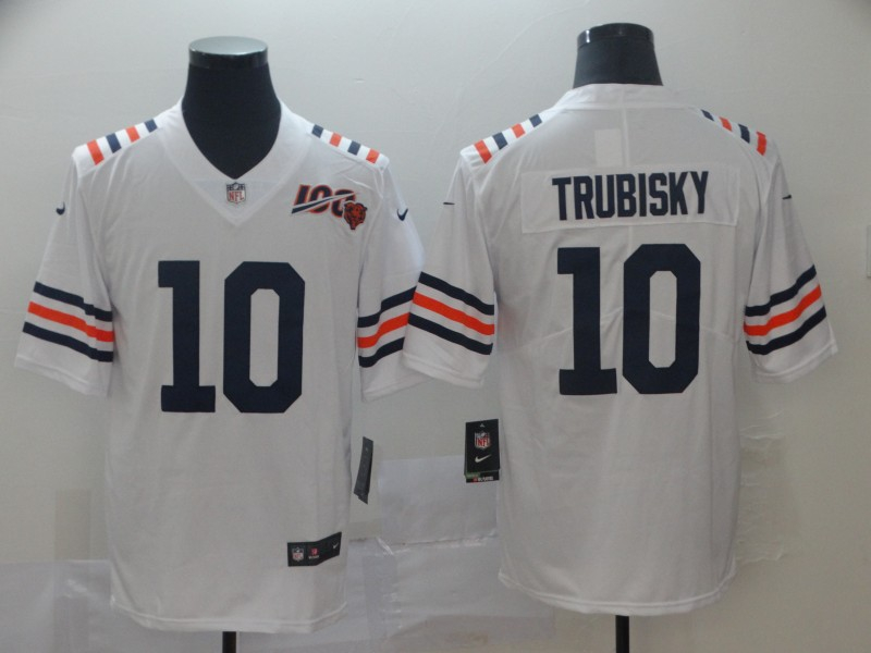 Personalized Bears 10 Mitchell Trubisky White 2019 100th Season Alternate Classic Untouchable Limited Jersey