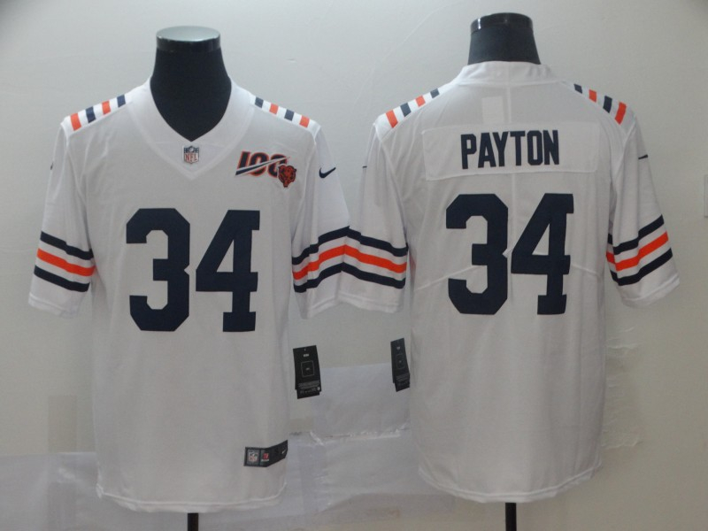 Personalized Bears 34 Walter Payton White 2019 100th Season Alternate Classic Retired Untouchable Limited Jersey