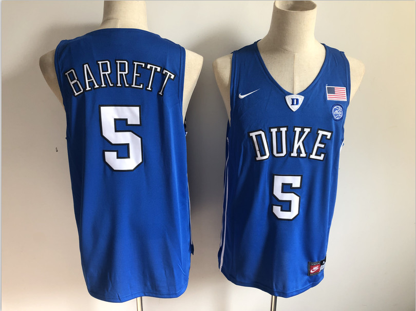 Personalized Duke Blue Devils 5 RJ Barrett Blue College Basketball Jersey