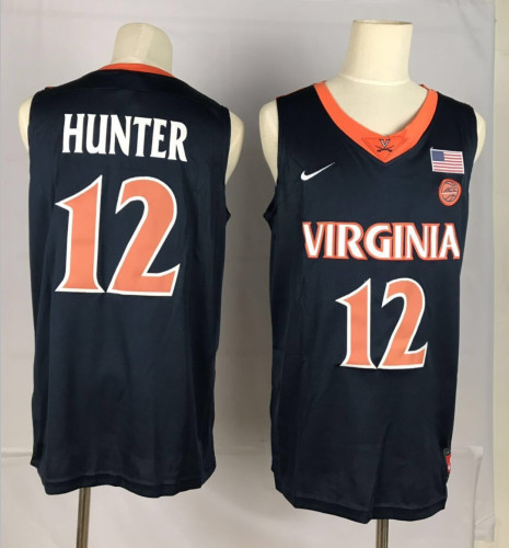 Personalized Virginia Cavaliers 12 DeAndre Hunter Navy College Basketball Jersey