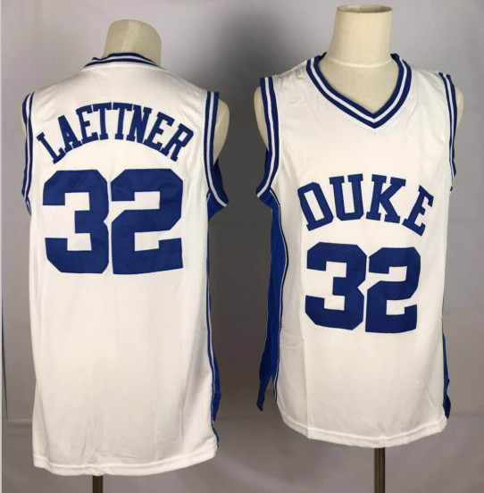 Personalized Duke Blue Devils 32 Christian Laettner White College Basketball Jersey