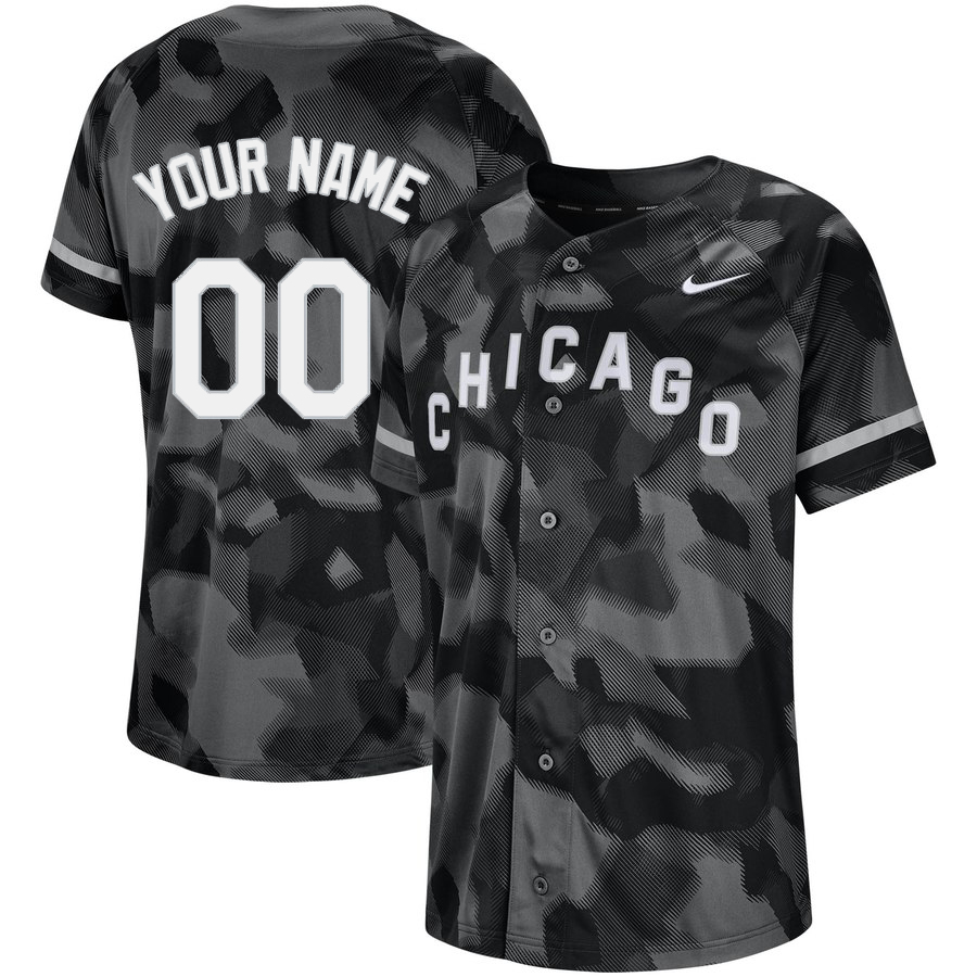 Personalized White Sox Black Camo Fashion Men’sized Jersey