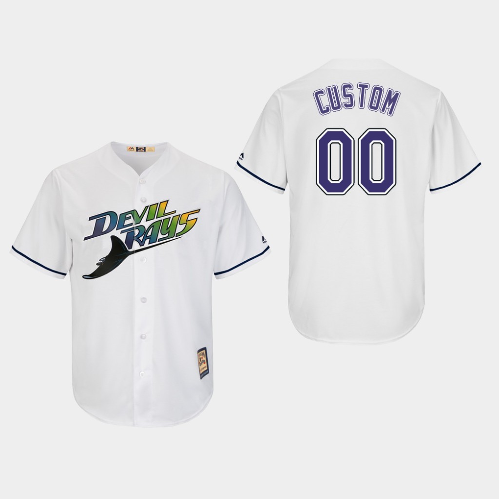 Personalized Tampa Bay Rays Cooperstown Home White Cool Base Jersey