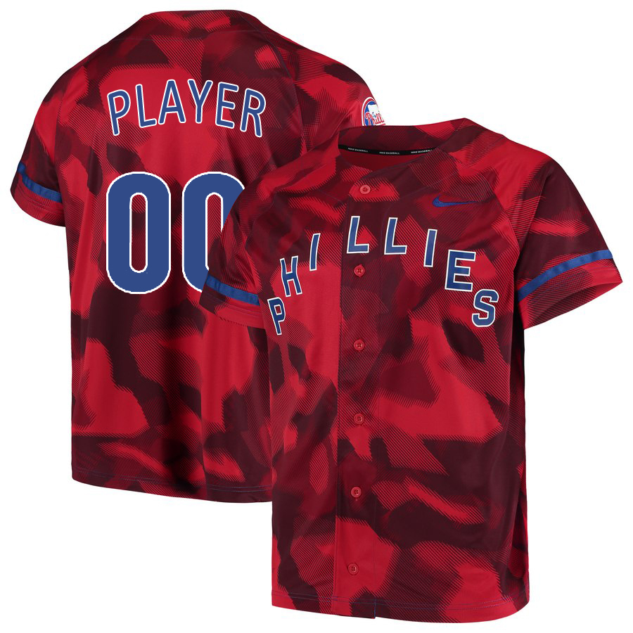 Personalized Phillies Red Camo Fashion Men’sized Jersey