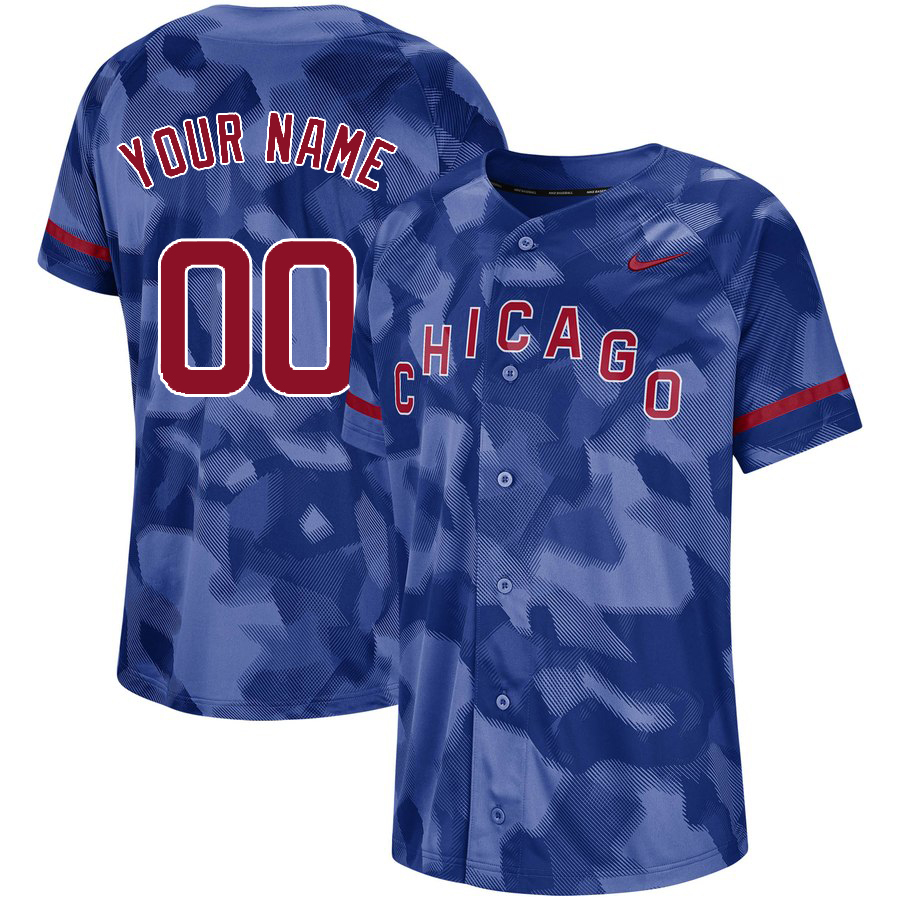 Personalized Cubs Royal Camo Fashion Men’sized Jersey
