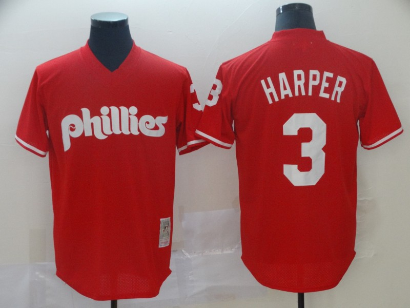 Personalized Phillies 3 Bryce Harper Red Throwback Jersey