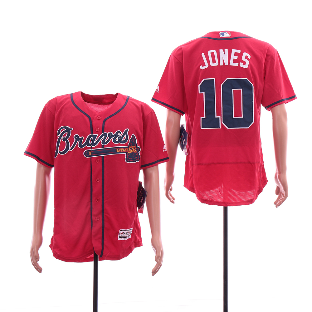 Personalized Braves 10 Chipper Jones Red Flexbase Jersey