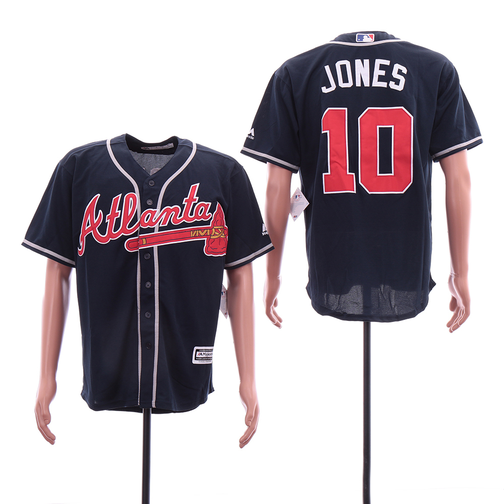 Personalized Braves 10 Chipper Jones Navy Cool Base Jersey