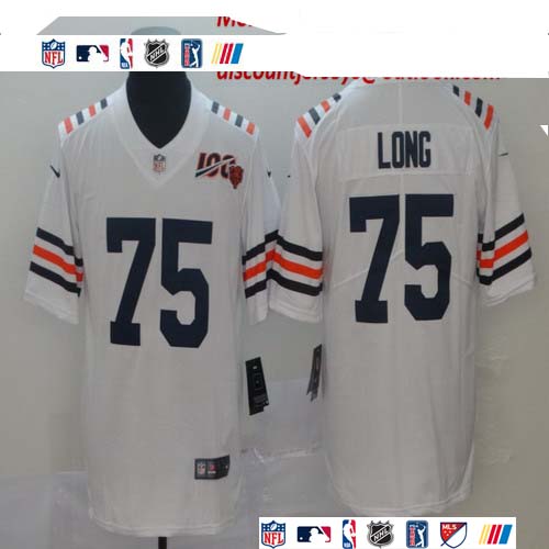 Personalized Bears 75 Kyle Long White 2019 100th Season Alternate Classic Untouchable Limited Jersey