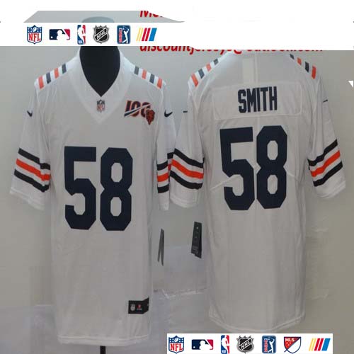 Personalized Bears 58 Roquan Smith White 2019 100th Season Alternate Classic Untouchable Limited Jersey